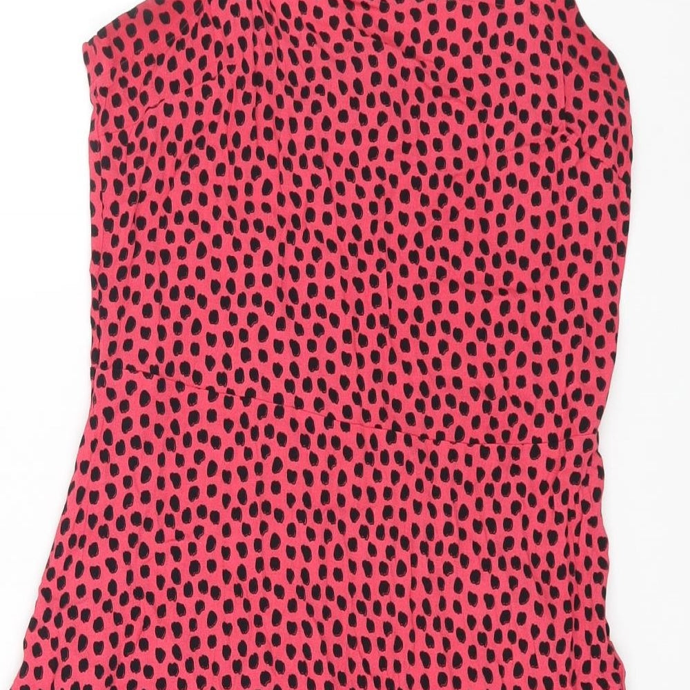 NEXT Womens Pink Geometric Viscose A-Line Size 10 Scoop Neck Zip