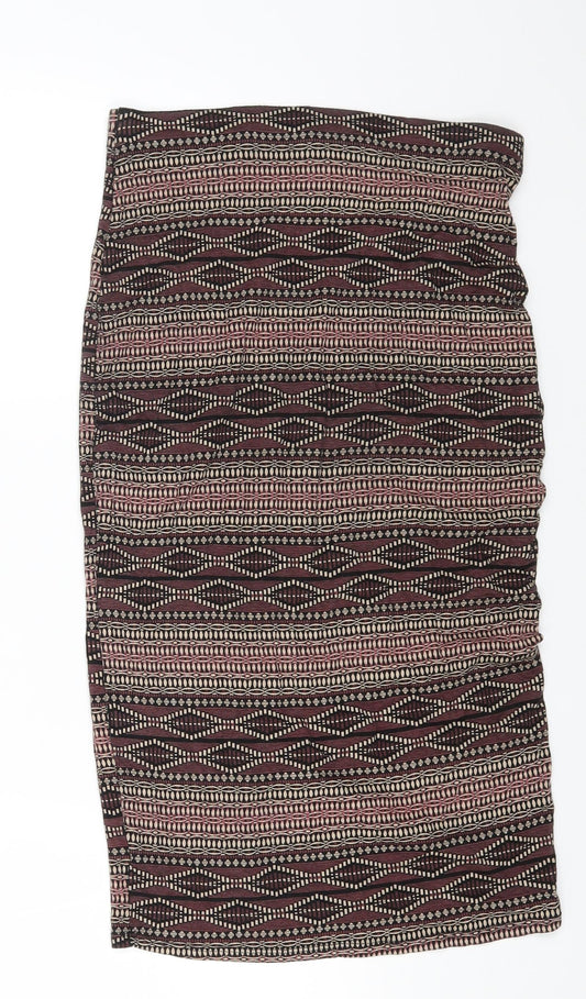 Dorothy Perkins Womens Multicoloured Geometric Viscose A-Line Skirt Size 8