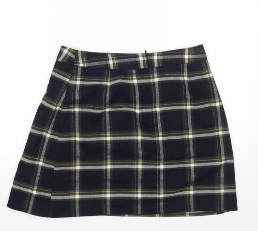 Oasis Womens Multicoloured Plaid Polyester A-Line Skirt Size 12 Zip