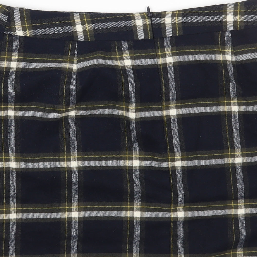 Oasis Womens Multicoloured Plaid Polyester A-Line Skirt Size 12 Zip