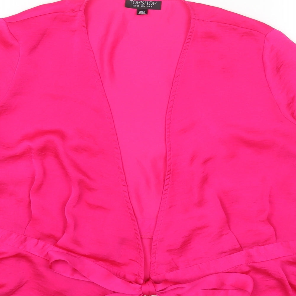 Womens UK Size 8 Topshop Pink Cropped Blouse