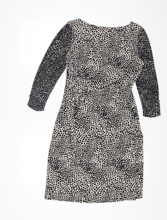 Coast Womens Multicoloured Animal Print Polyester A-Line Size 12 V-Neck Zip