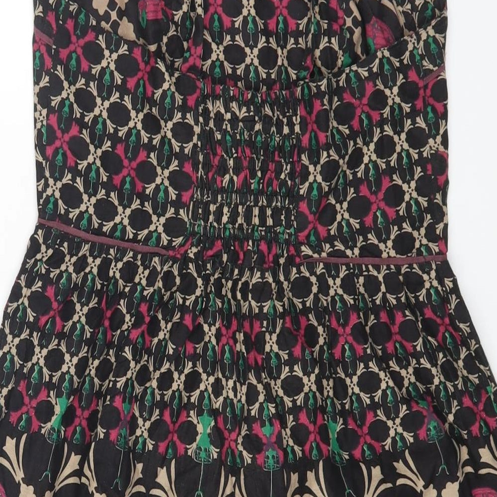 REMANIKA Womens Multicoloured Geometric Cotton Fit & Flare Size 10 Scoop Neck Pullover