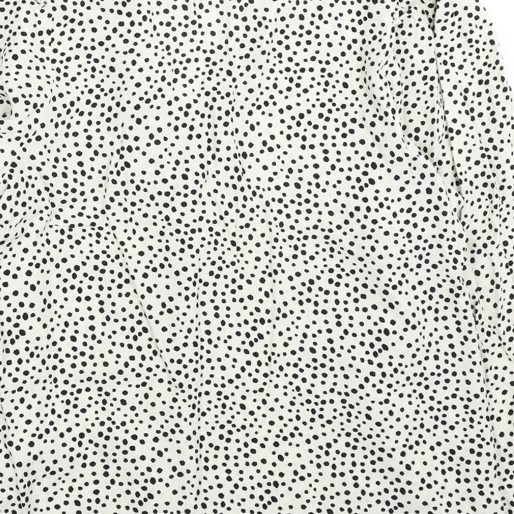 Marks and Spencer Womens Ivory Animal Print Viscose Basic Button-Up Size 14 V-Neck