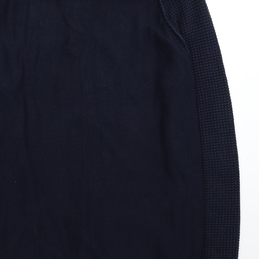 George Mens Blue Round Neck Cotton Full Zip Jumper Size M