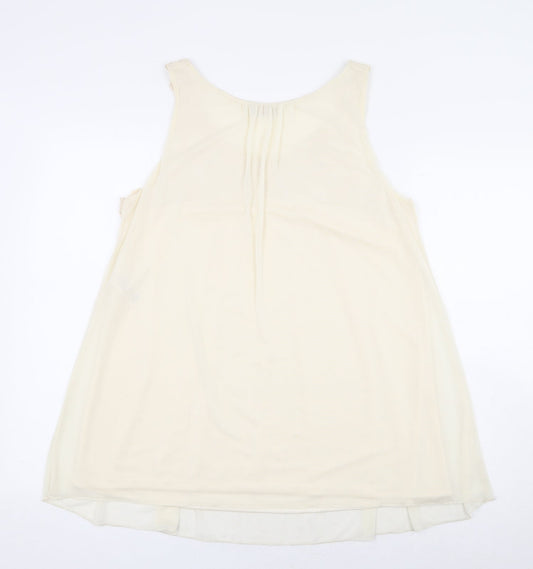 Miss Selfridge Womens White Polyester Basic Blouse Size 14 V-Neck - Cream