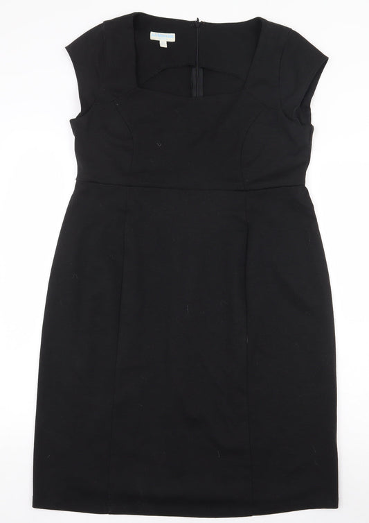 JoJo Maman Bébé Womens Black Viscose A-Line Size 14 Square Neck Zip