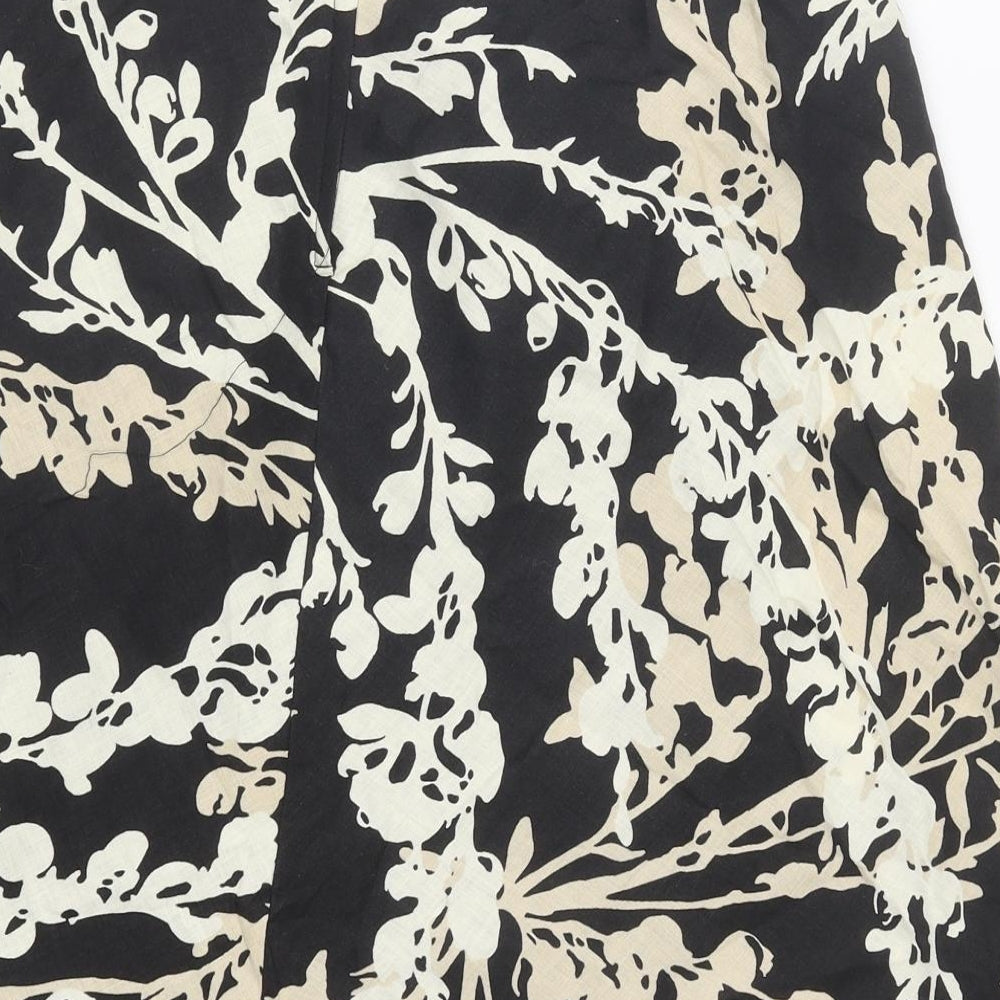 H&M Womens Beige Geometric Polyester A-Line Skirt Size 10 Tie