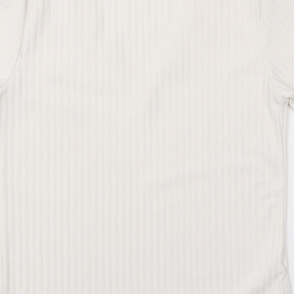 Boohoo Womens White Polyester Basic Polo Size 8 V-Neck