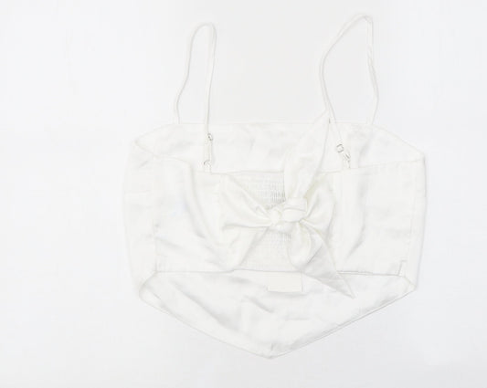 Womens UK Size L Stradivarius White Cropped T-Shirt