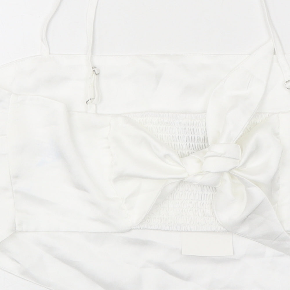 Womens UK Size L Stradivarius White Cropped T-Shirt