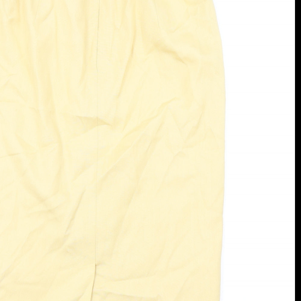 Medici Womens Yellow Viscose Straight & Pencil Skirt Size 14 Zip