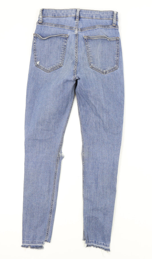 Topshop Womens Blue Cotton Skinny Jeans Size 28 in L30 in Regular Zip