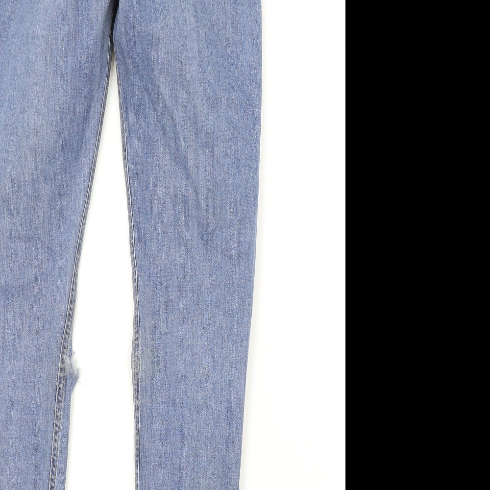 Topshop Womens Blue Cotton Skinny Jeans Size 28 in L30 in Regular Zip