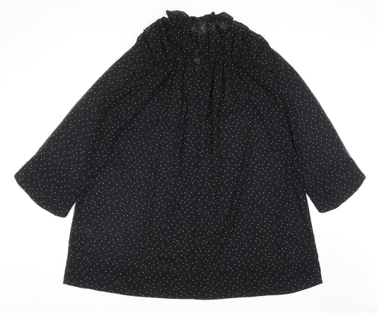 H&M Womens Black Polka Dot Polyester A-Line Size M Mock Neck Tie