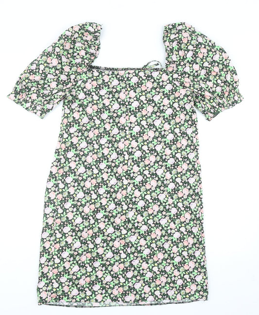 George Womens Multicoloured Floral Cotton A-Line Size 10 Square Neck Pullover