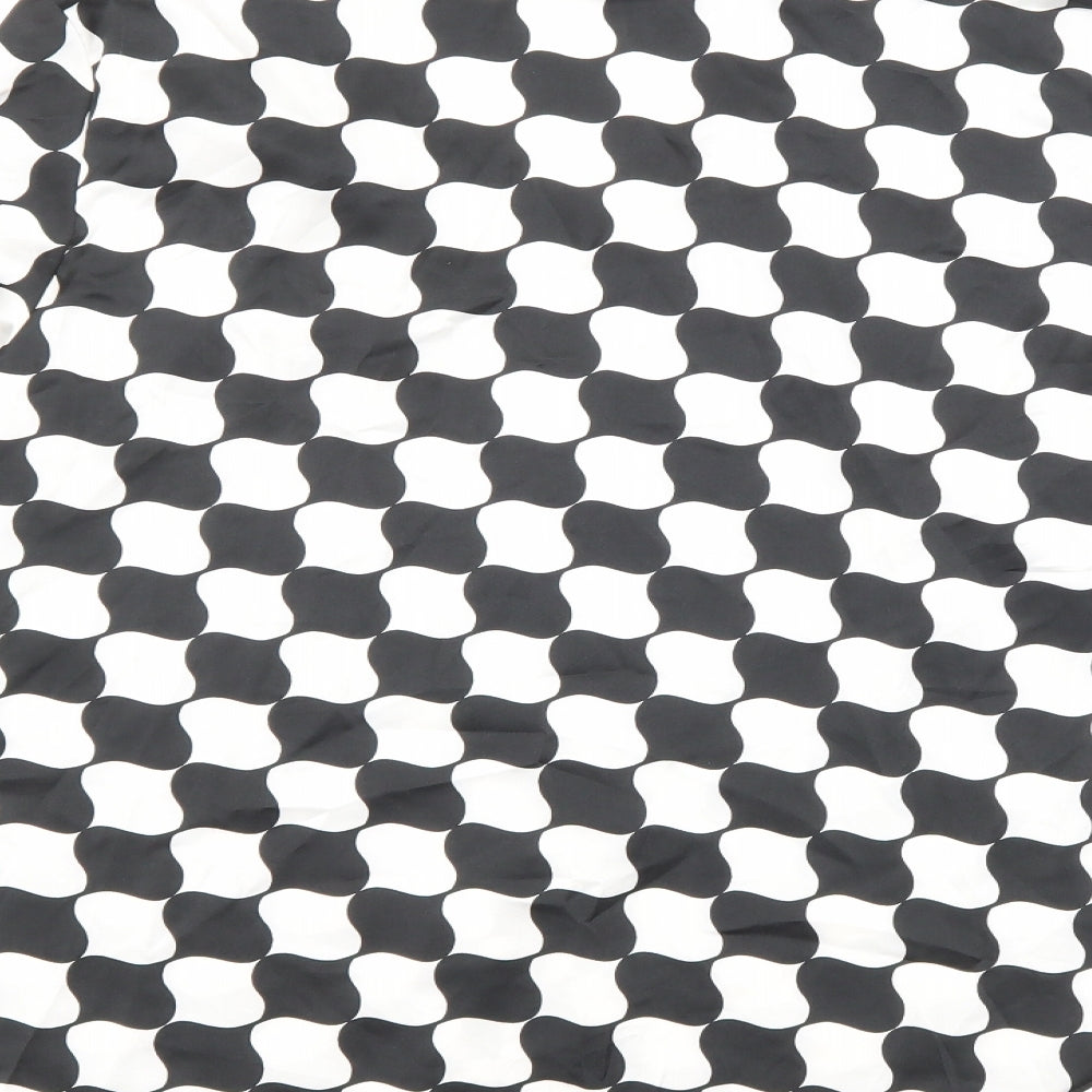Primark Womens Black Geometric Polyester Basic Blouse Size 12 Collared - Black and white pattern