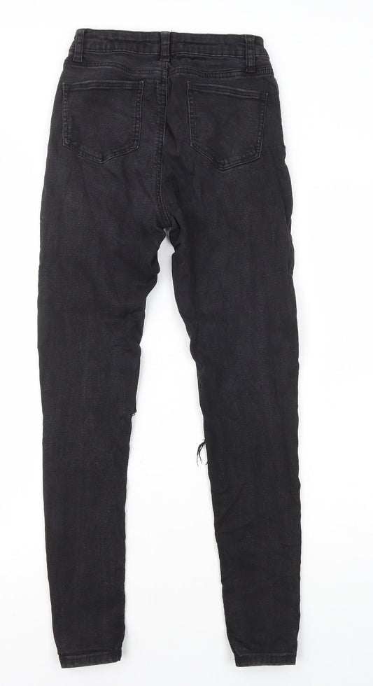Primark Womens Black Cotton Skinny Jeans Size 6 L27 in Regular Zip