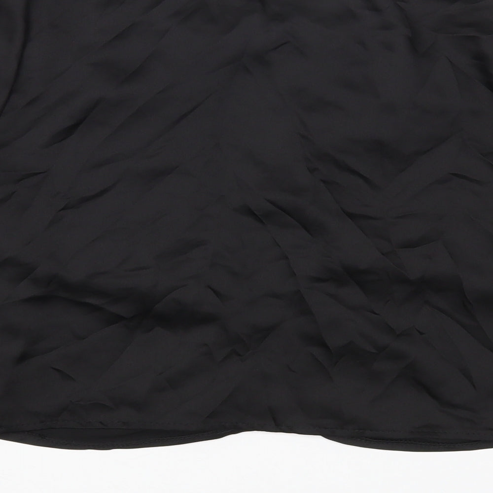 Boohoo Womens Black Polyester Cropped T-Shirt Size 12 Round Neck