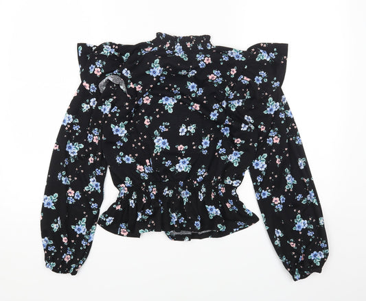 Womens UK Size 10 Dorothy Perkins Black Cropped T-Shirt