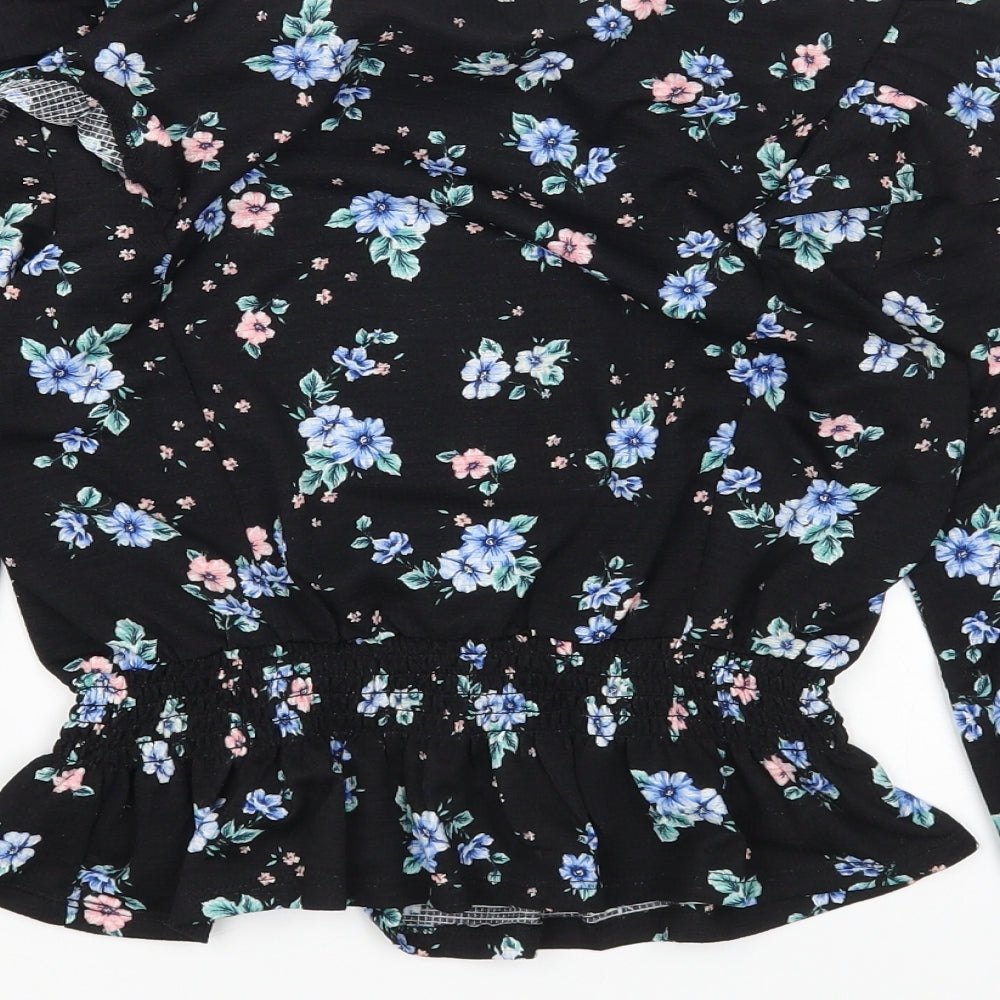 Womens UK Size 10 Dorothy Perkins Black Cropped T-Shirt