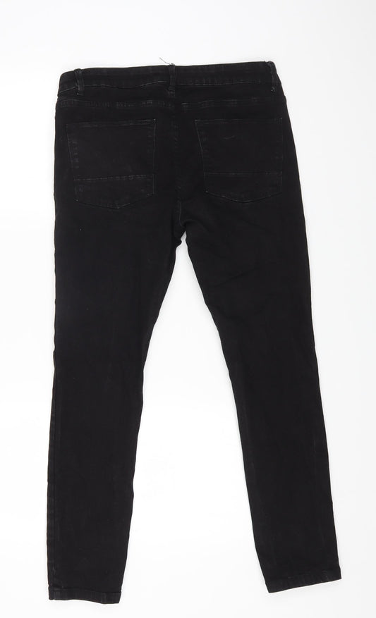 Peacocks Womens Black Cotton Skinny Jeans Size S L25 in Regular Zip