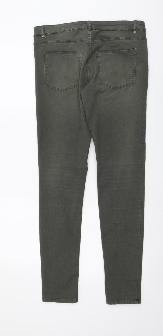 Womens UK Size L H&M Regular Fit Skinny Green Jeans