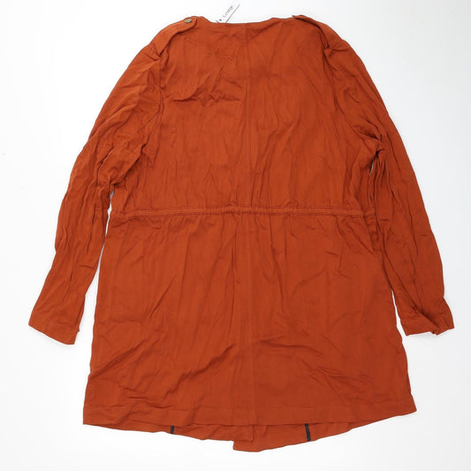 George Womens Brown Parka Jacket Size 14 Tie