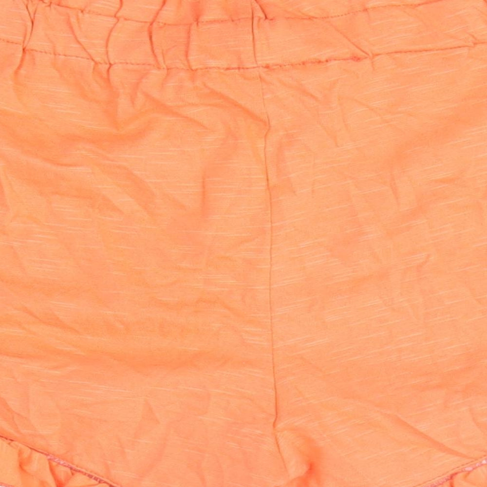 Miss Selfridge Womens Orange 100% Cotton Hot Pants Shorts Size 10 L3 in Regular Drawstring
