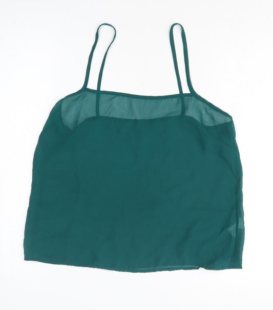 TU Womens Green Polyester Camisole Tank Size 12 Square Neck