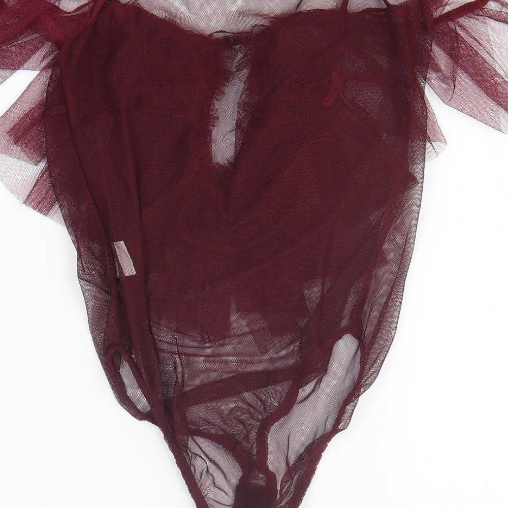 Just Your Outfit Womens Purple Polyester Bodysuit One-Piece Size M Pullover