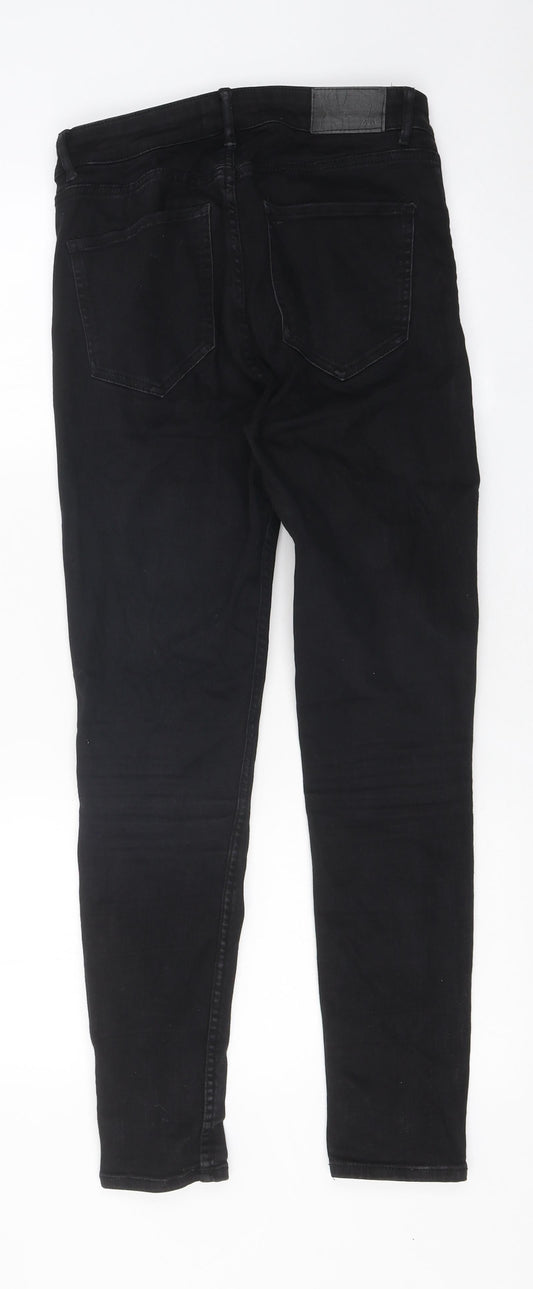Zara Womens Black 100% Cotton Skinny Jeans Size 8 L25 in Regular Zip