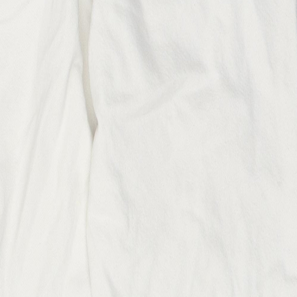 Bershka Womens White 100% Cotton Straight Jeans Size 10 L27 in Regular Zip