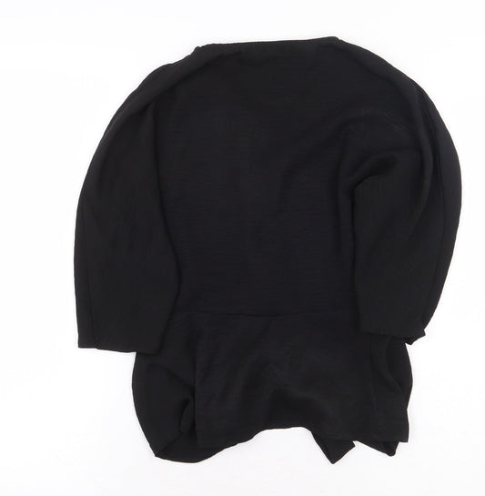 Primark Womens Black Polyester Basic Button-Up Size 8 V-Neck