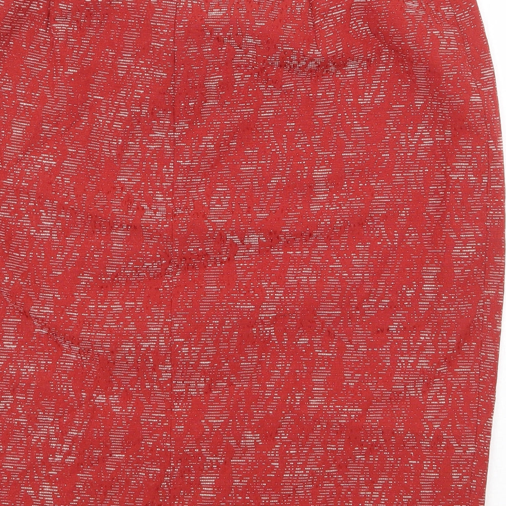 Fenn Wright Manson Womens Red Geometric Viscose Straight & Pencil Skirt Size M Zip
