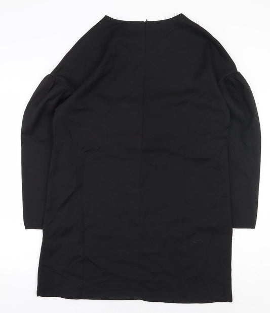 Boohoo Womens Black Polyester A-Line Size 12 Boat Neck Zip