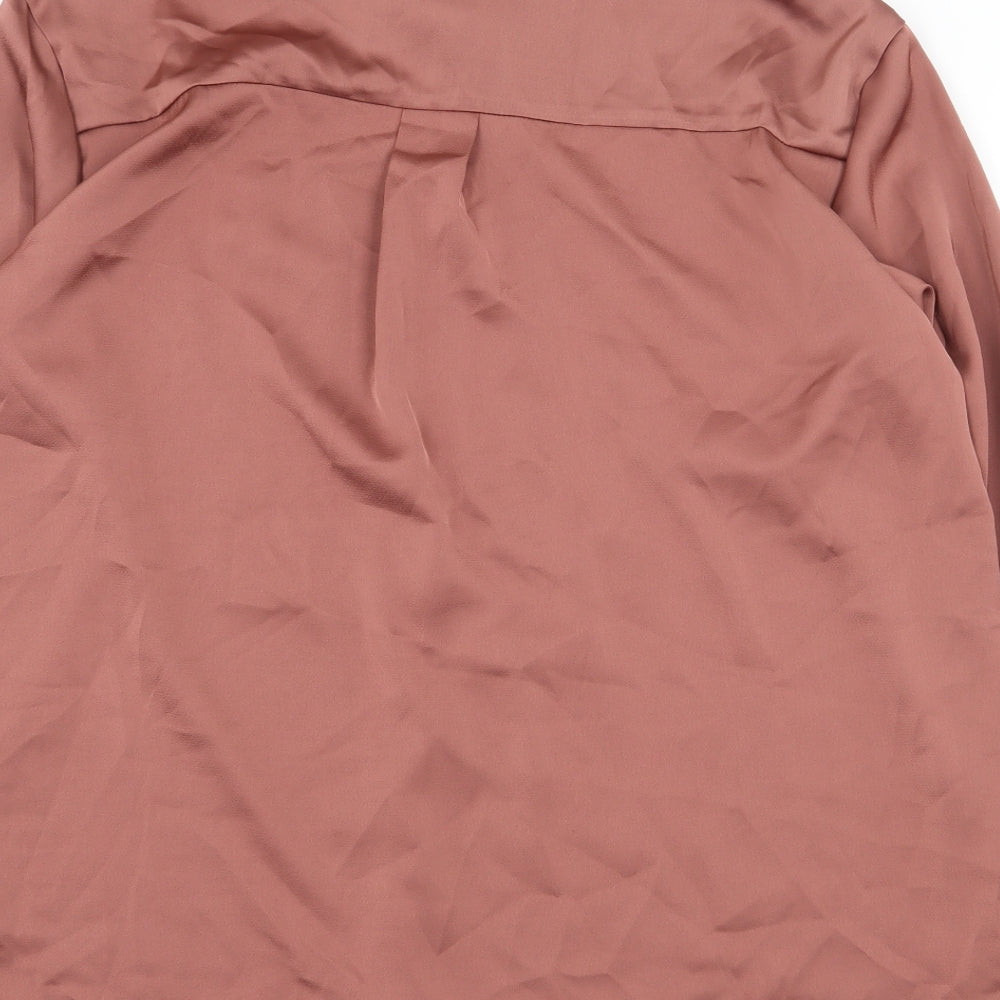 SheIn Womens Brown Polyester Basic Button-Up Size M Collared