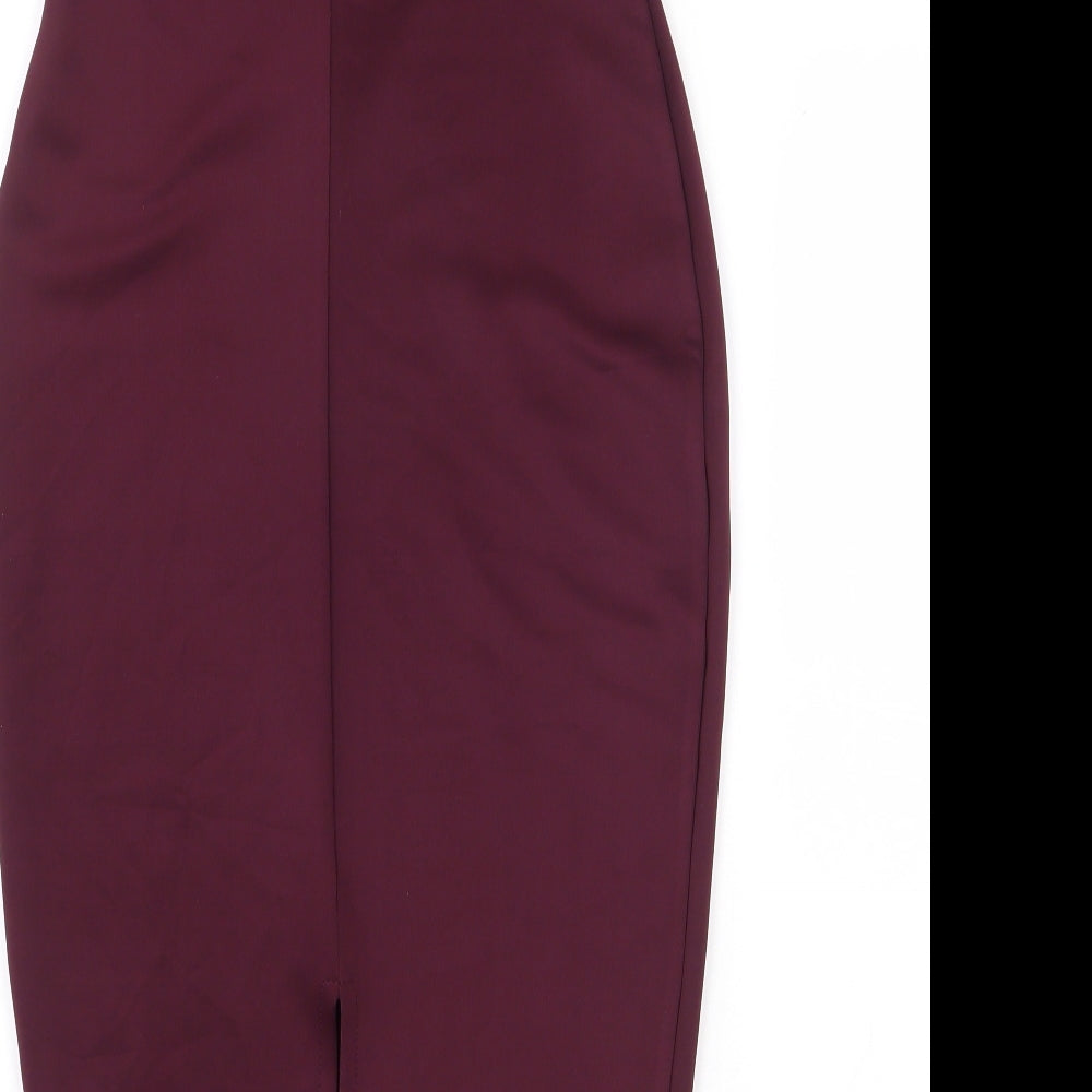 Boohoo Womens Purple Polyester Pencil Dress Size 6 Off the Shoulder Pullover