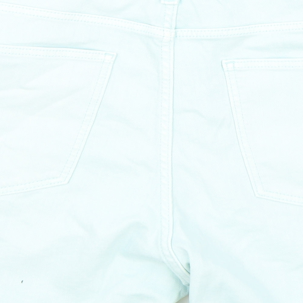 Marks and Spencer Womens Green Cotton Boyfriend Shorts Size 22 L5 in Regular Zip - Peppermint Green