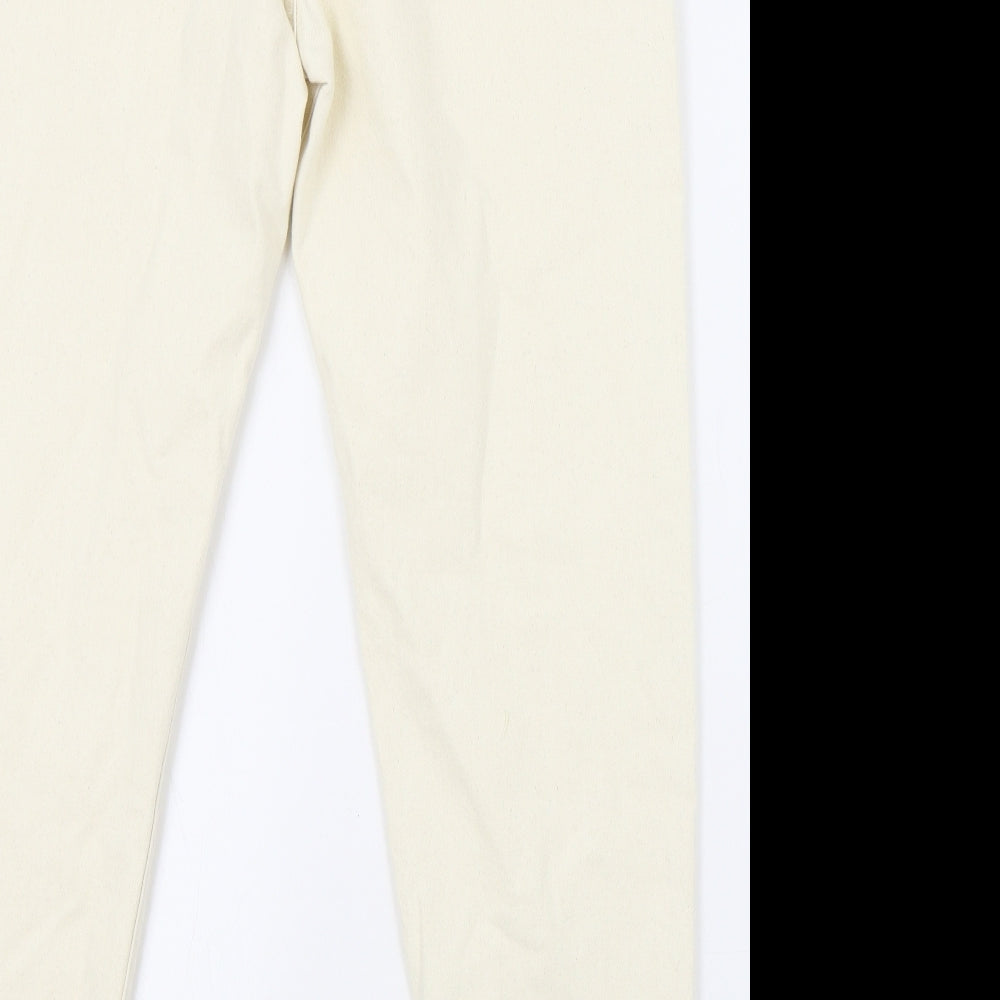 Marks and Spencer Mens Ivory Cotton Tapered Jeans Size 30 in L31 in Regular Zip