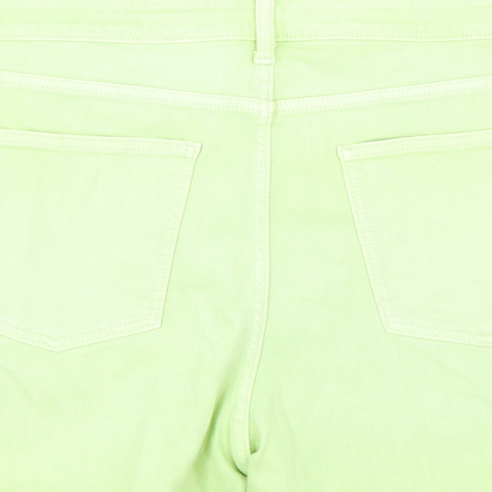 Marks and Spencer Womens Green Cotton Boyfriend Shorts Size 22 L5 in Regular Zip