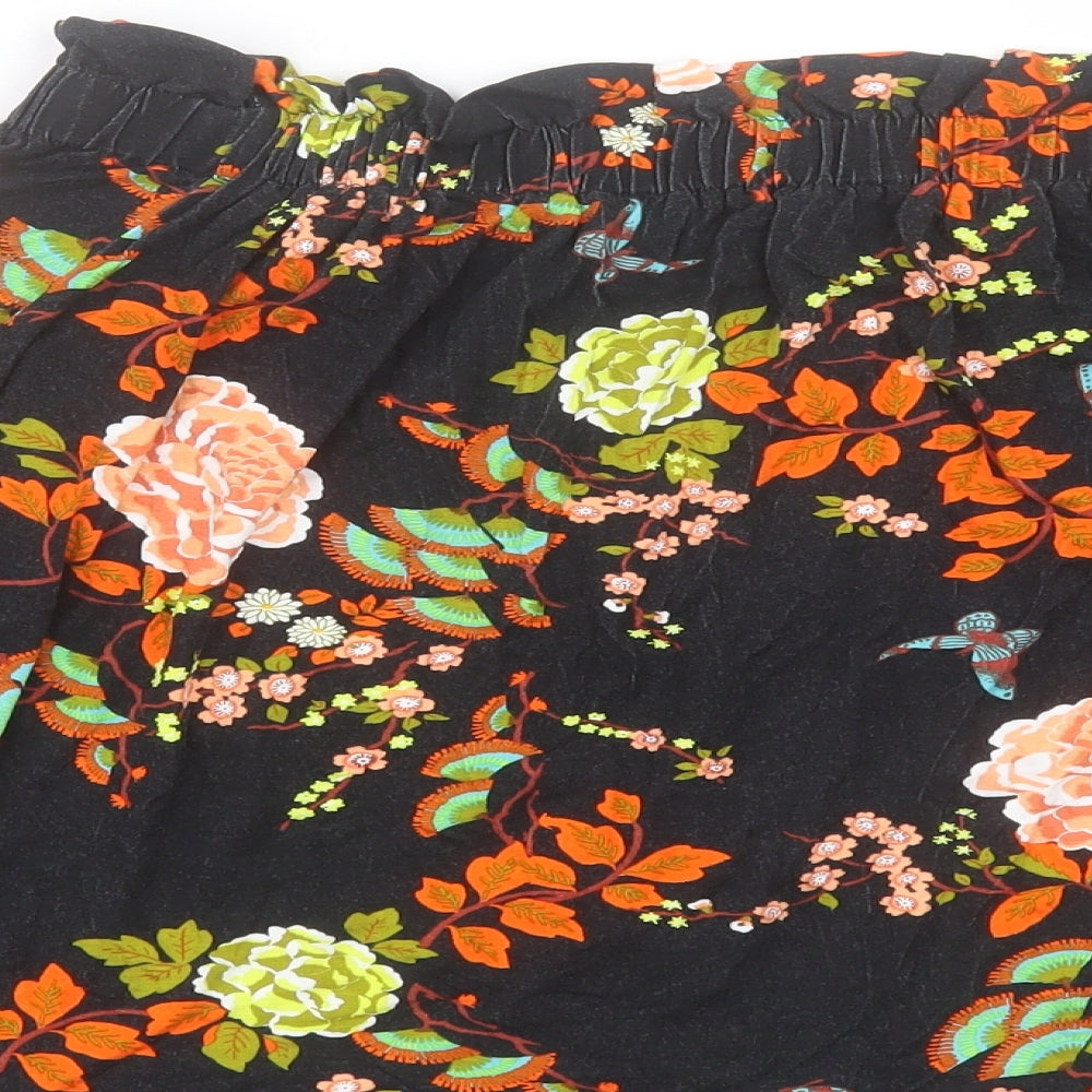 Primark Womens Black Floral Viscose Basic Blouse Size M Off the Shoulder
