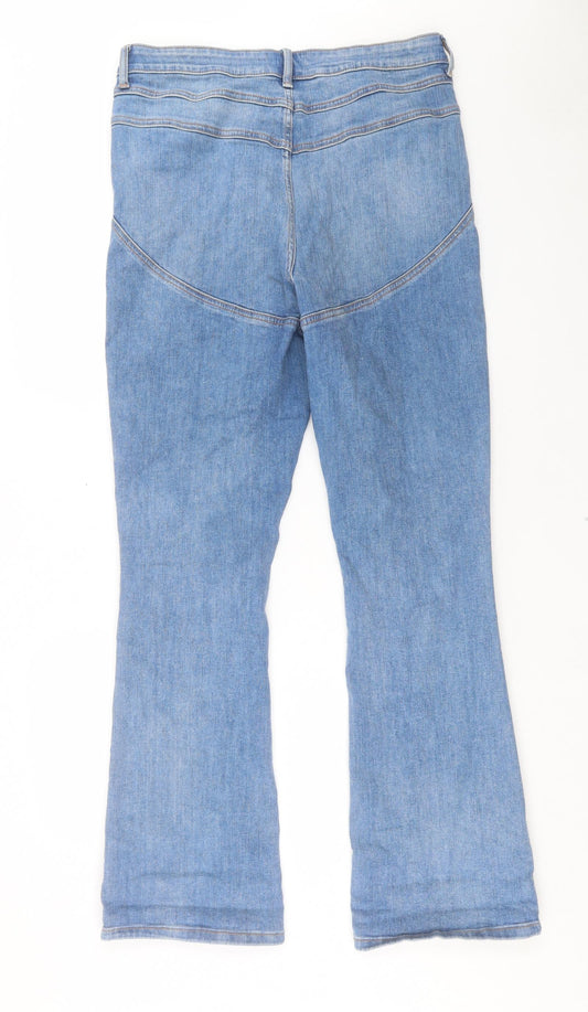 ASOS Womens Blue Cotton Bootcut Jeans Size 34 in L32 in Regular Button
