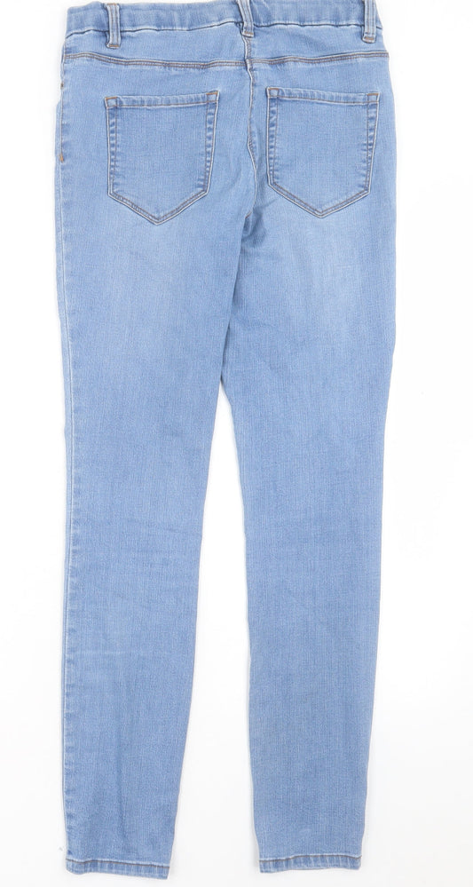 NEXT Womens Blue Cotton Skinny Jeans Size 10 L28 in Regular Button