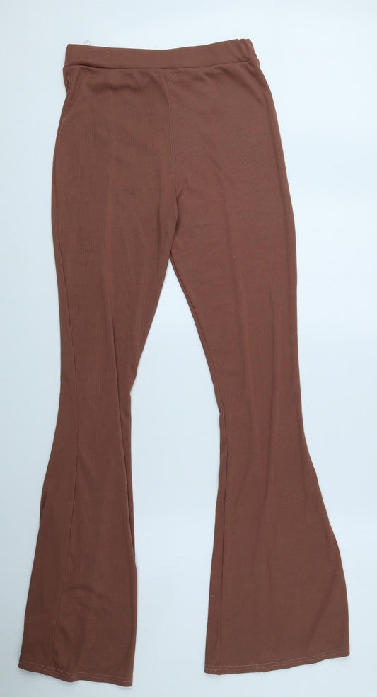 Select Womens Brown Polyester Trousers Size M L32 in Regular