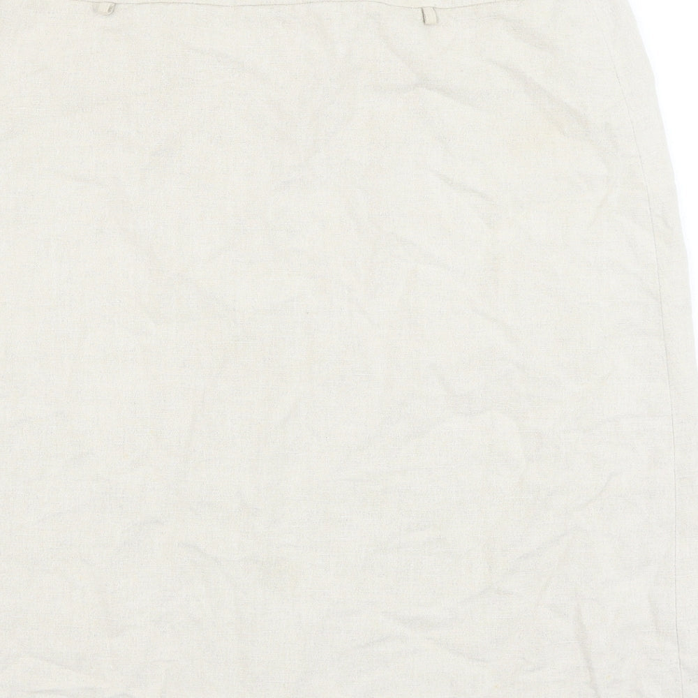 Fake London Womens Beige Linen A-Line Skirt Size L Zip
