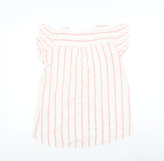 Papaya Womens White Striped Viscose Basic Blouse Size 10 V-Neck