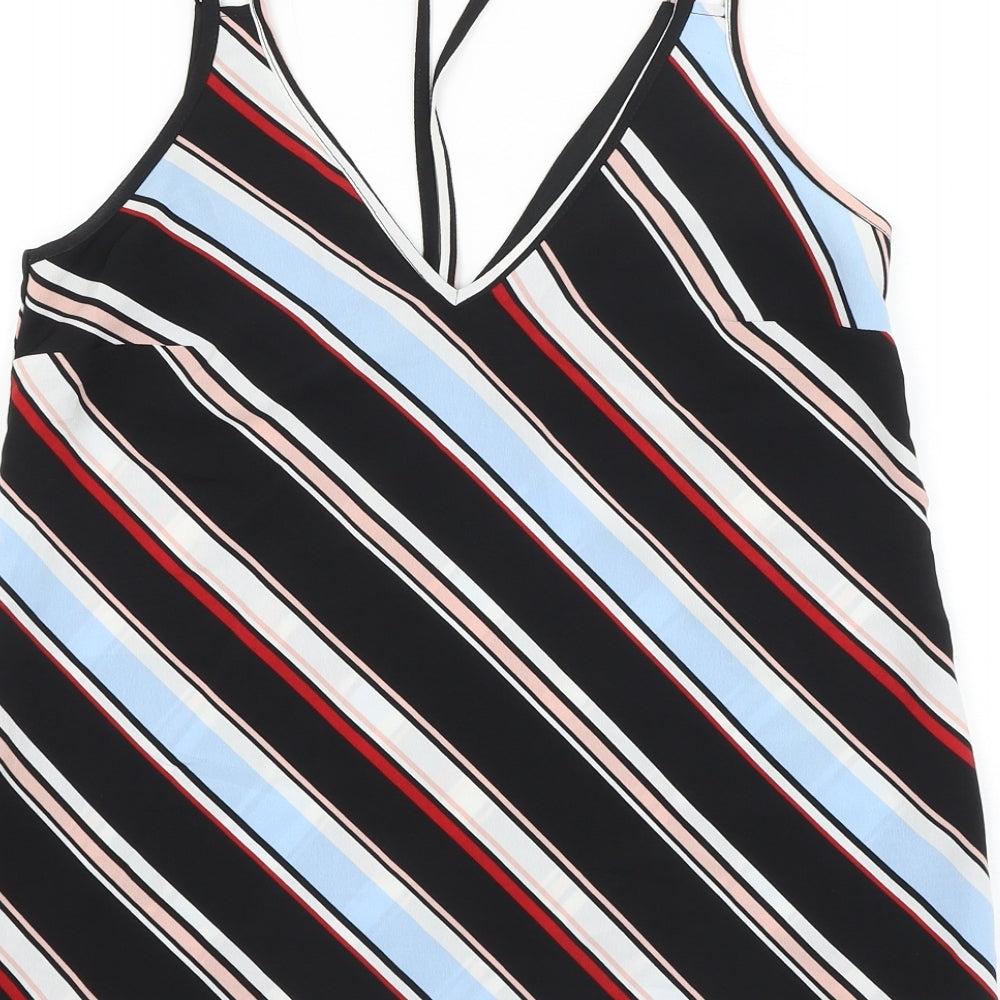 Primark Womens Multicoloured Striped Polyester Camisole Tank Size 8 V-Neck