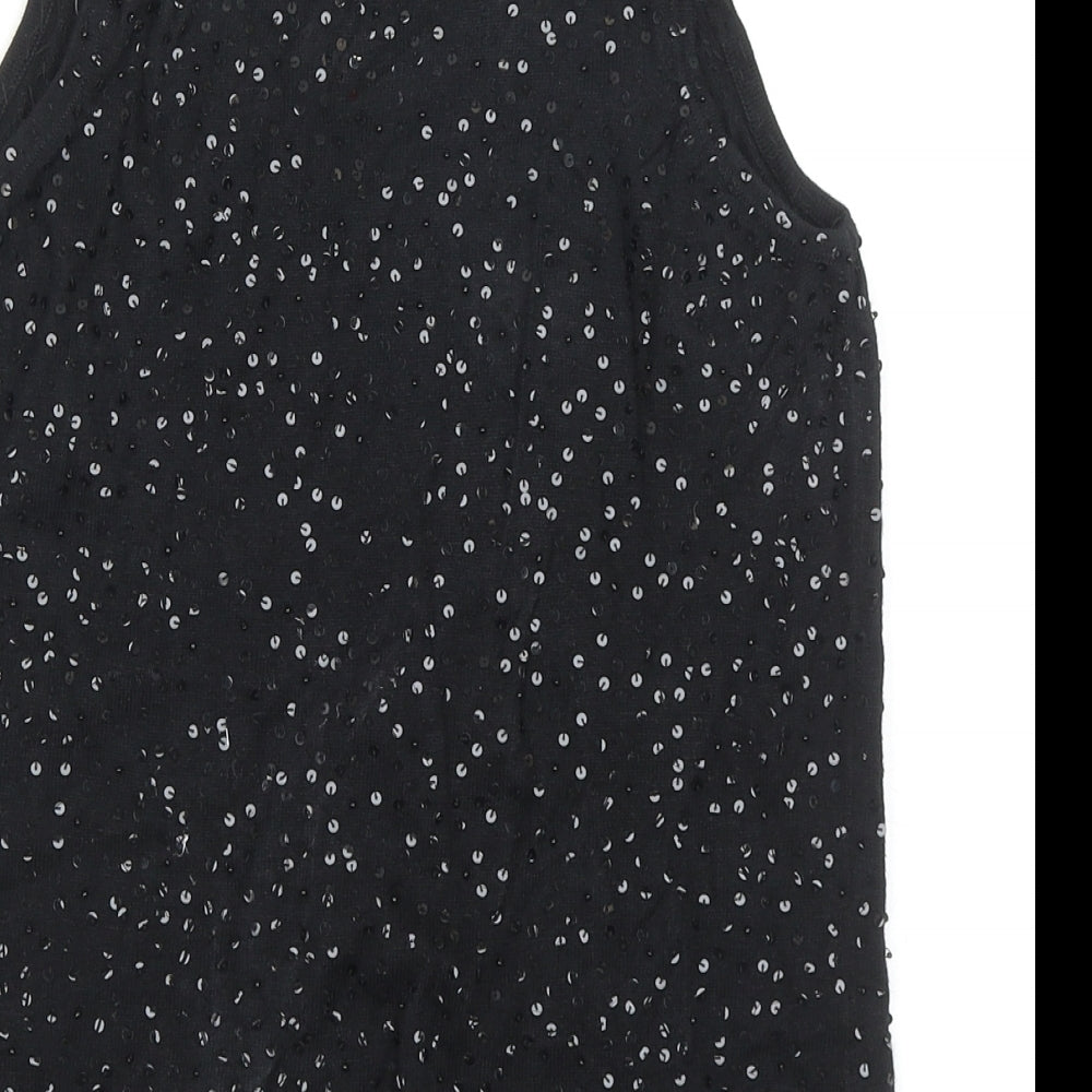 Double D Ranch Womens Black V-Neck Linen Vest Jumper Size XS