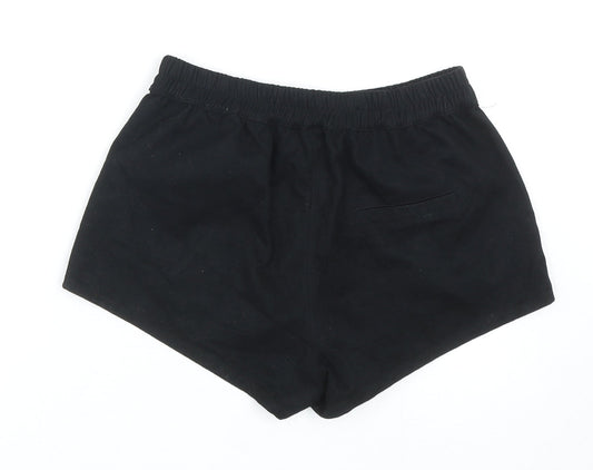 H&M Womens Black Polyester Hot Pants Shorts Size 8 L3 in Regular Pull On
